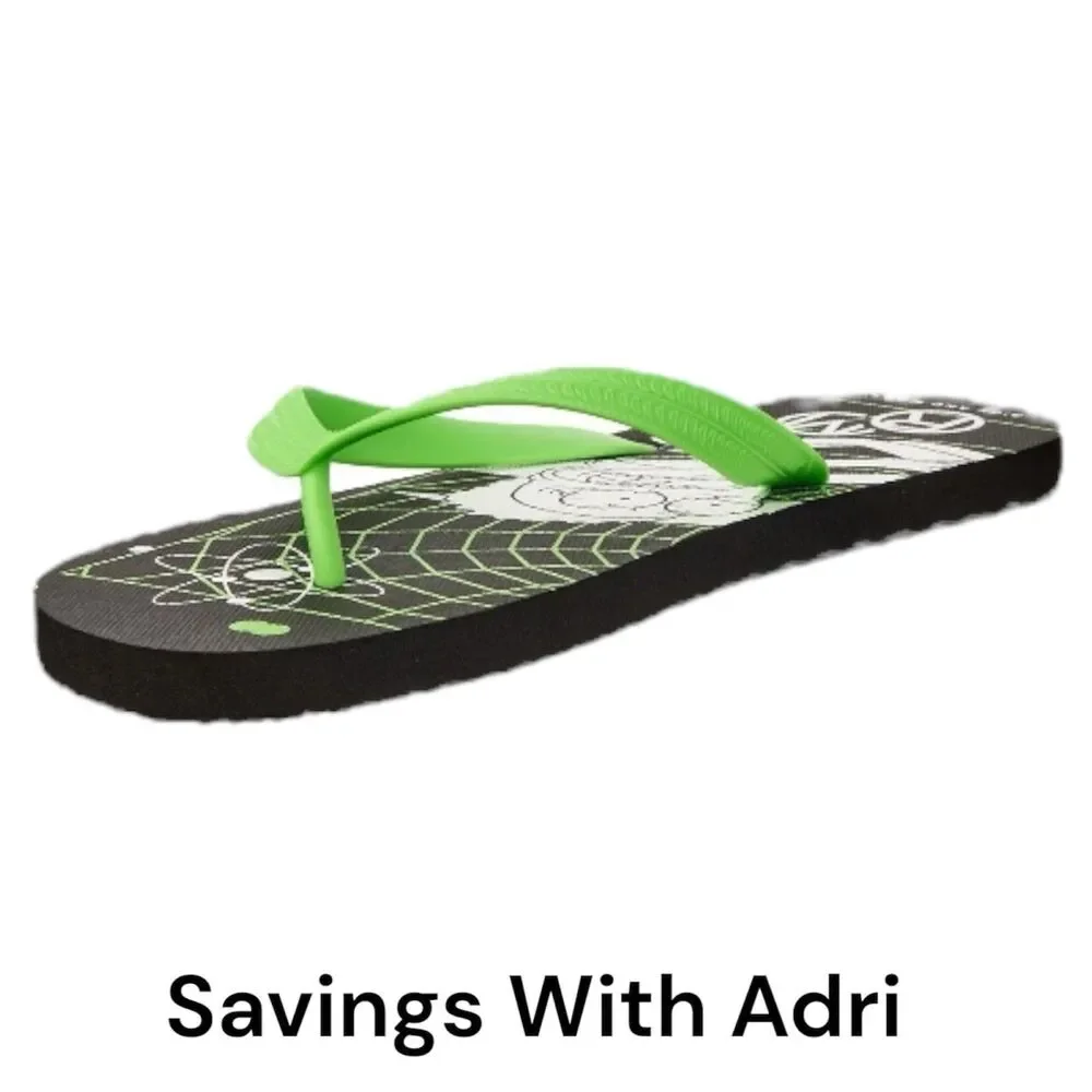 Men's Rick and Morty Flip Flops Size 13 – Black And Lime Green